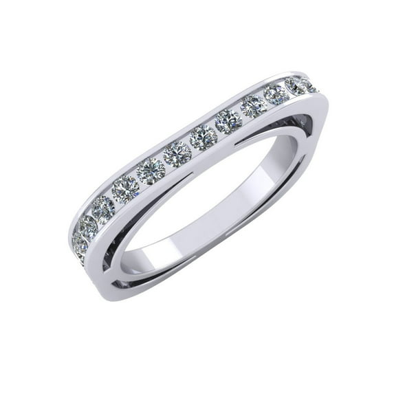 Natural 1.25Ct Round Cut Diamond Euro Square Anniversary Wedding Eternity Band Ring 14k Gold GH SI1