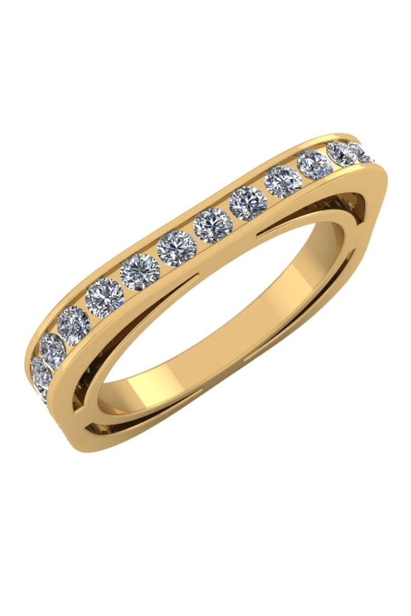 Natural 1.25Ct Round Cut Diamond Euro Square Bridal Eternity Band Ring 14k Gold FG VS1