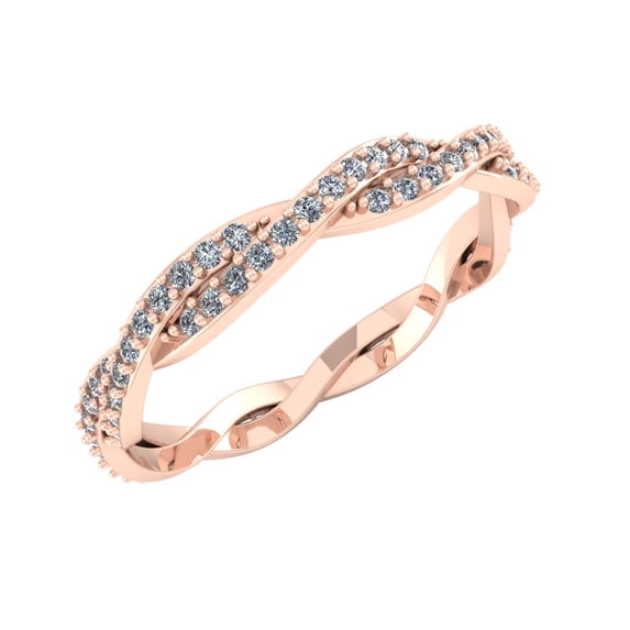 Natural 1/2Ct Round Cut Diamond Twist Anniversary Eternity Band Ring 18k Gold FG VS1