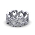 thumbnail image 1 of Natural 1.45Ct Round Cut Diamond Alternating Heart Women's Anniversary Wedding Eternity Band Ring Solid 10k White Gold G-H I1, 1 of 3