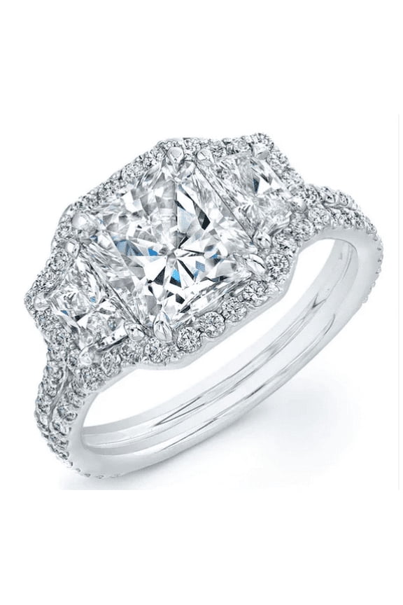 Natural 1.50 Carats Princess Diamond Ring I Color, VS2 Clarity Exclusive Halo Design On 14K Solid White Gold