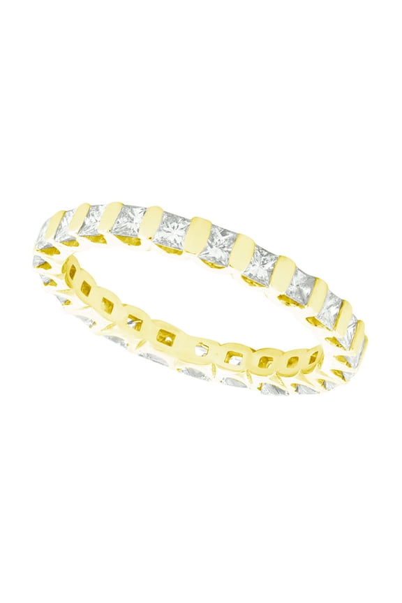Natural 1.50Ct Princess Cut Diamond Bar Set Women's Anniversary Wedding Eternity Band Ring Solid 10k Yellow Gold I SI2