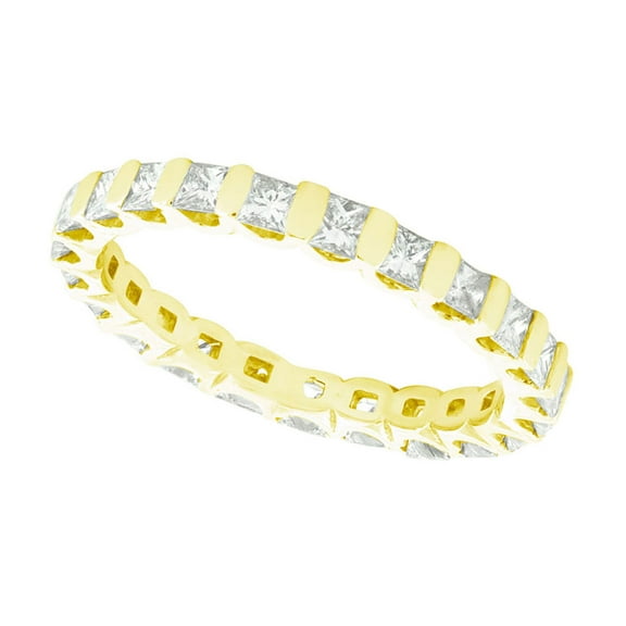 Natural 1.50Ct Princess Cut Diamond Bar Set Women's Anniversary Wedding Eternity Band Ring Solid 18k Yellow Gold G SI1