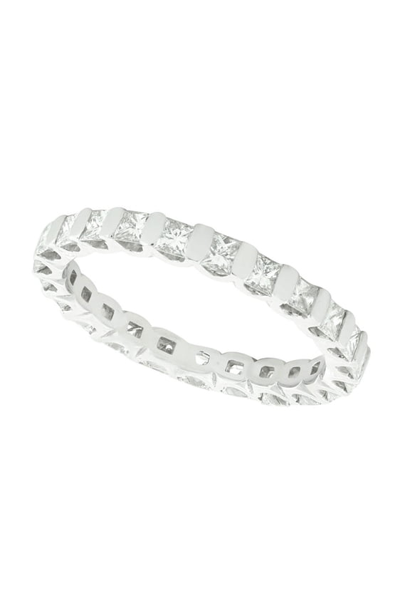 Natural 1.50Ct Princess Cut Diamond Bar Set Women's Anniversary Wedding Eternity Band Ring Solid 950 Platinum F VS2