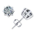 thumbnail image 1 of Natural 1.50Ct Round Cut Diamond Basket Stud Earrings 14k White Gold Prong F VS2, 1 of 1