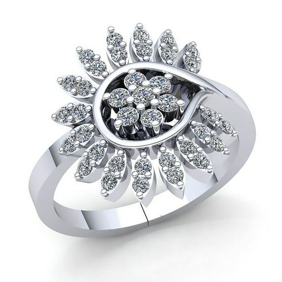 Natural 1.5ct Round Cut Diamond Ladies Bridal Flower Anniversary Engagement Ring Solid 14K Rose, White or Yellow Gold GH SI1