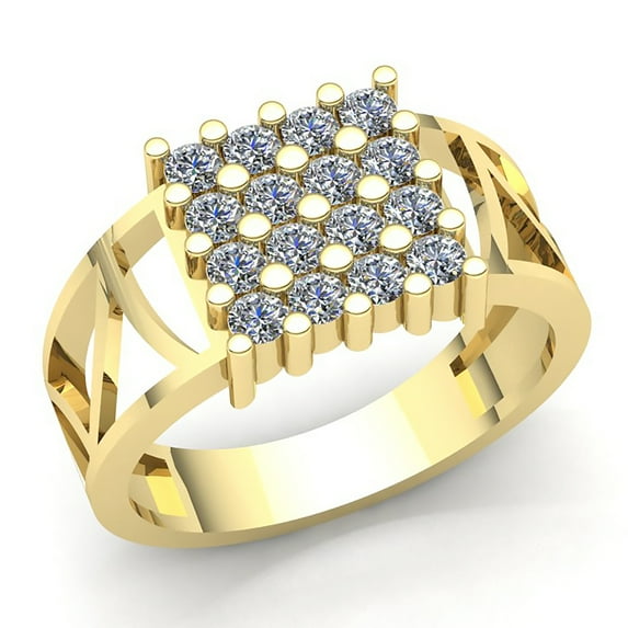 Natural 1.5ct Round Cut Diamond Mens Cluster Anniversary Engagement Ring Solid 10K Rose, White or Yellow Gold J SI2