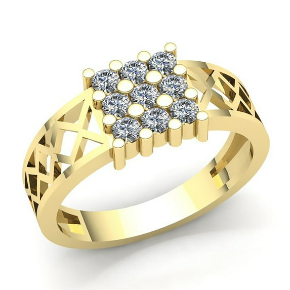 Natural 1.5ct Round Cut Diamond Mens Fancy Engagement Anniversary Ring Solid 14K Rose, White or Yellow Gold IJ SI2