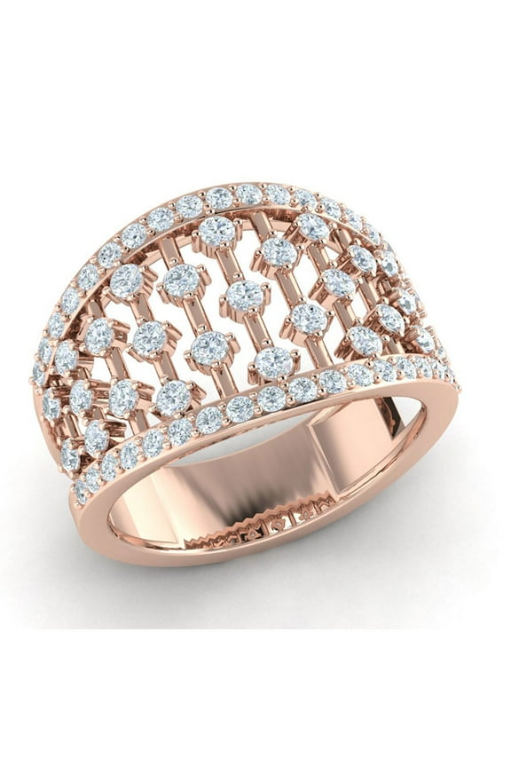 Natural 1.5ct Round Cut Diamond Prong Fancy Modern Bridal Engagement Ring Solid 14K Gold GH SI2