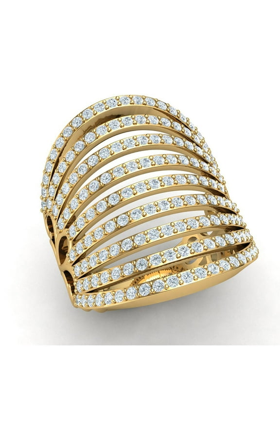 Natural 1.5ct Round Cut Diamond Prong Wide Multi-Row Fancy Right Hand Ring Bridal Anniversary Band Solid 14K Gold FG VS