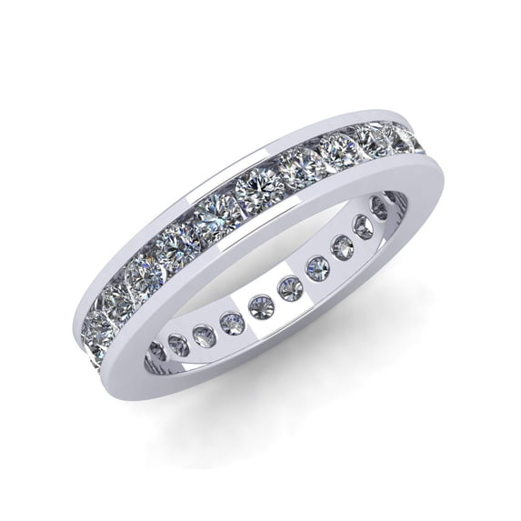 Natural 1.75Ct Round Cut Classic Channel Diamond Women's Anniversary Wedding Eternity Band Ring Solid 18k White Gold F VS2