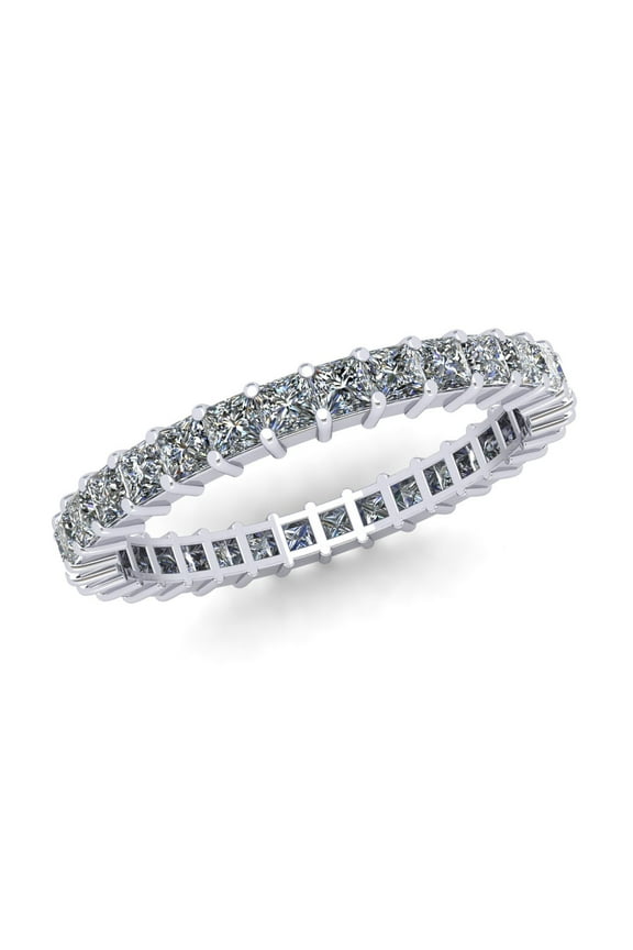 Natural 1.80Ct Princess Cut Diamond Shared Prong Women's Anniversary Wedding Eternity Band Ring Solid 950 Platinum G SI1