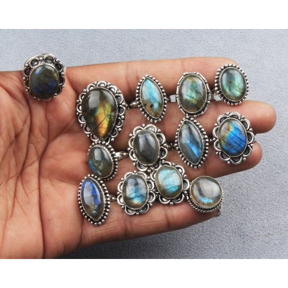 Natural 1 Pcs Rings For Women Natural Multi Color Crystal All Size Free Size Handmade Rings Women Jewelry Wholesale Lot Assorted Gemstone Silver Plated Rings