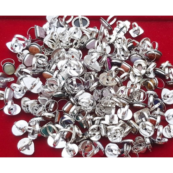 Natural 1 Pcs Rings For Women Natural Multi Color Crystal All Size Free Size Handmade Rings Women Jewelry Wholesale Lot Assorted Gemstone Silver Plated Rings