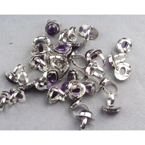 Natural 1 Pcs Rings For Women Natural Multi Color Crystal All Size Free Size Handmade Rings Women Jewelry Wholesale Lot Assorted Gemstone Silver Plated Rings