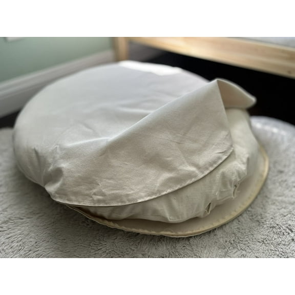 Natural 100% Cotton Canvas Round Dog Bed Cover Eco Friendly Durable Pet Bedding Dog Cushion Covers With Zippers Machine Washable Covers 18 inches diameter