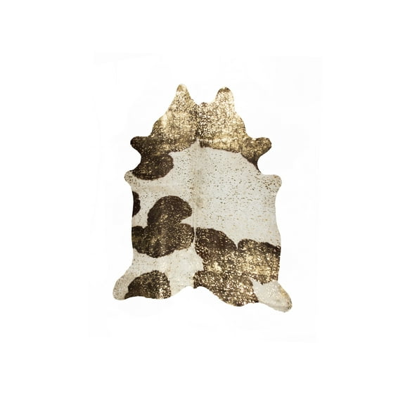 Natural Scotland Cowhide Rug | Chocolate/white & gold | 6'x7'
