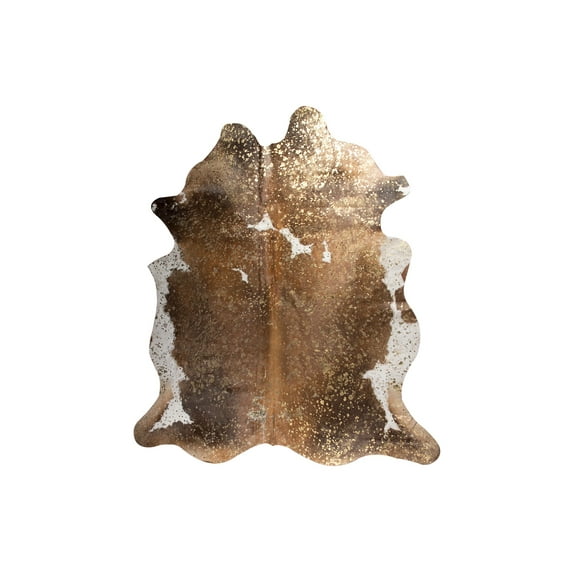 Natural Scotland Cowhide Rug | Brown/white & gold | 6'x7'