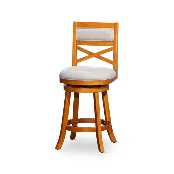 Natural, 100% Polyester Upholstery - Comfortable Swivel, Floor Protectors - Indoor Dining Area / Scratch-Free Floors