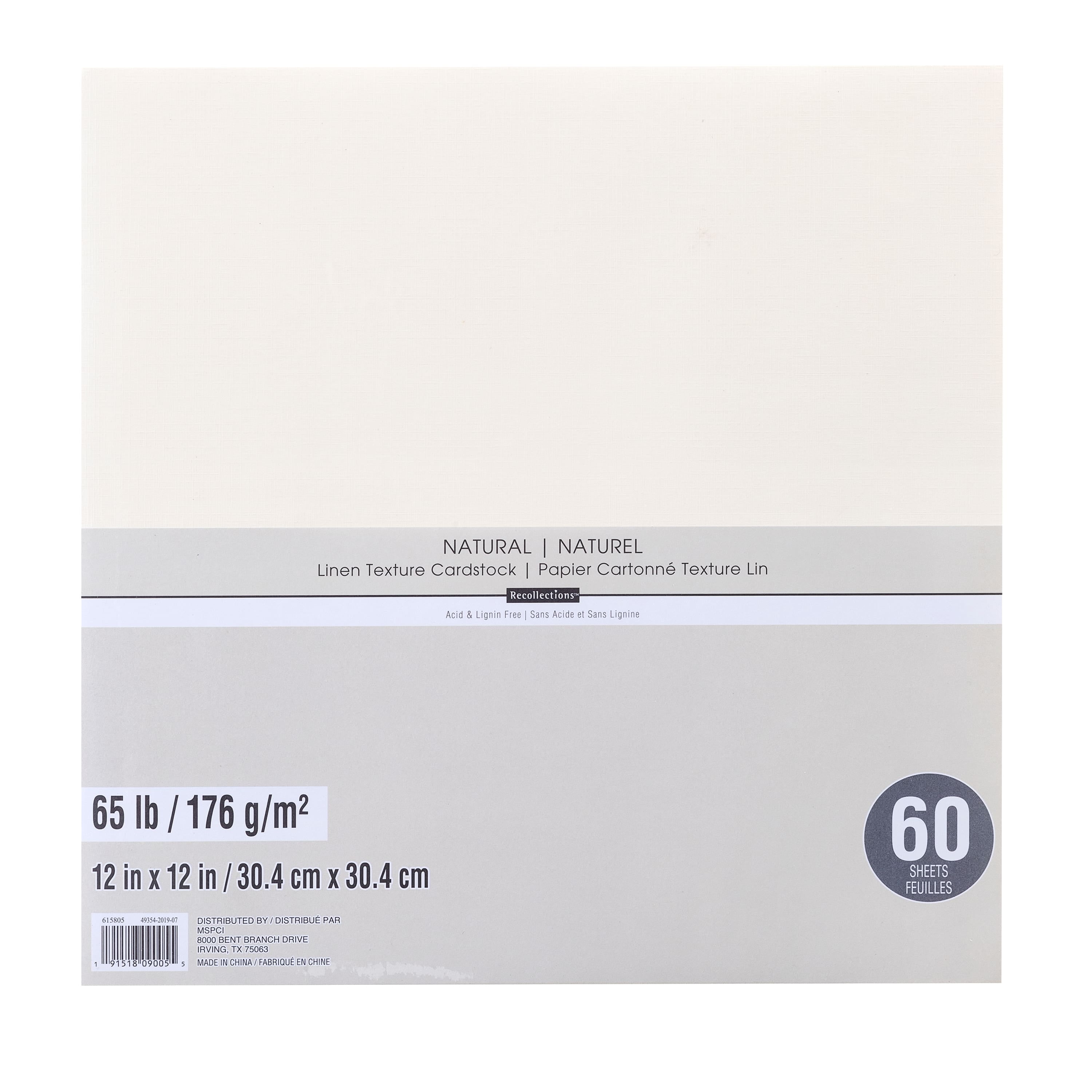 American Crafts Textured Cardstock Pack - 12 x 12, White, 25 Sheets