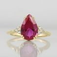 thumbnail image 1 of Natural 14K Yellow Gold Plated Ruby Engagement ring, ruby ring, pear cut red gemstone, July birthstone, sterling silver ring, 1 of 3