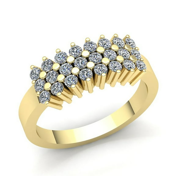 Natural 1carat Round Cut Diamond Mens Cluster 3Row Anniversary Wedding Band Solid 14K Rose, White or Yellow Gold FG VS