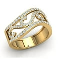 thumbnail image 1 of Natural 1carat Round Cut Diamond Prong Bridal Wave Fancy Right Hand Ring Anniversary Band Solid 10K Gold JK I1, 1 of 3