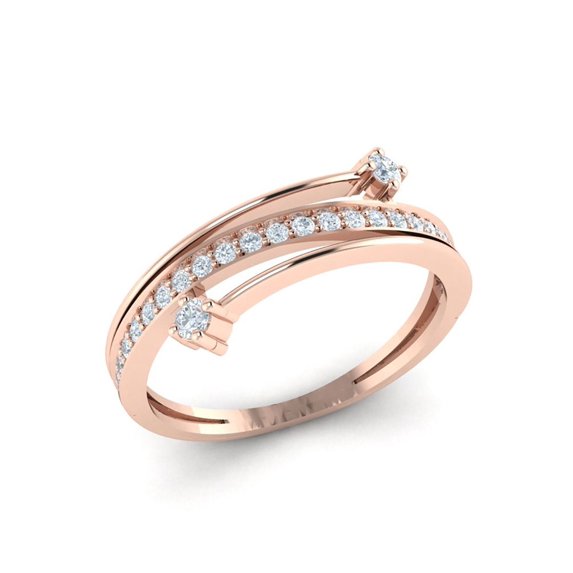 Natural 1ct Round Cut Diamond Prong Women's Stylized Fancy Stackable Ring Bridal Anniversary Wedding Band Solid 10K Gold J SI2