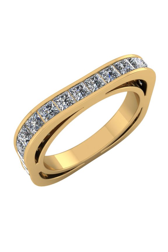 Natural 2.00Ct Princess Cut Diamond Euro Style Anniversary Wedding Eternity Ring 10k Gold HI SI2