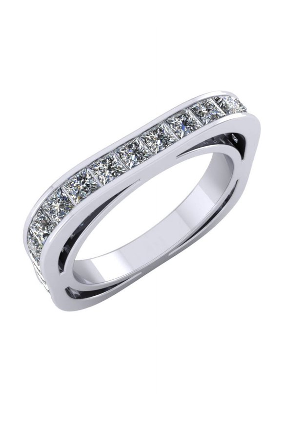Natural 2.00Ct Princess Cut Diamond Euro Style Anniversary Wedding Eternity Ring 10k Gold HI SI2