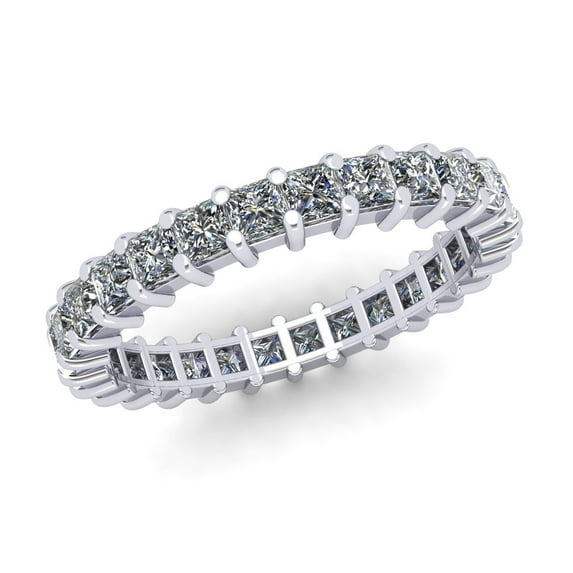 Natural 2.00Ct Princess Cut Diamond Shared Prong Women's Anniversary Wedding Eternity Band Ring Solid 10k White Gold G-H I1