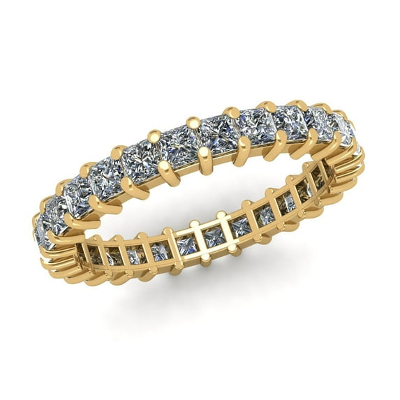 Natural 2.00Ct Princess Cut Diamond Shared Prong Women's Anniversary Wedding Eternity Band Ring Solid 18k Yellow Gold F VS2