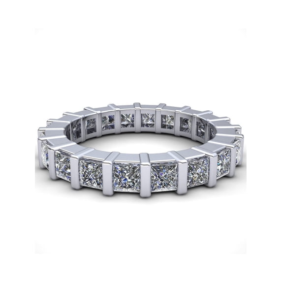 Natural 2.25Ct Princess Cut Diamond Bar Set Women's Anniversary Wedding Eternity Band Ring Solid 10k White Gold I SI2