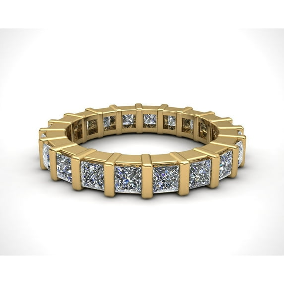 Natural 2.25Ct Princess Cut Diamond Bar Set Women's Anniversary Wedding Eternity Band Ring Solid 10k Yellow Gold I SI2