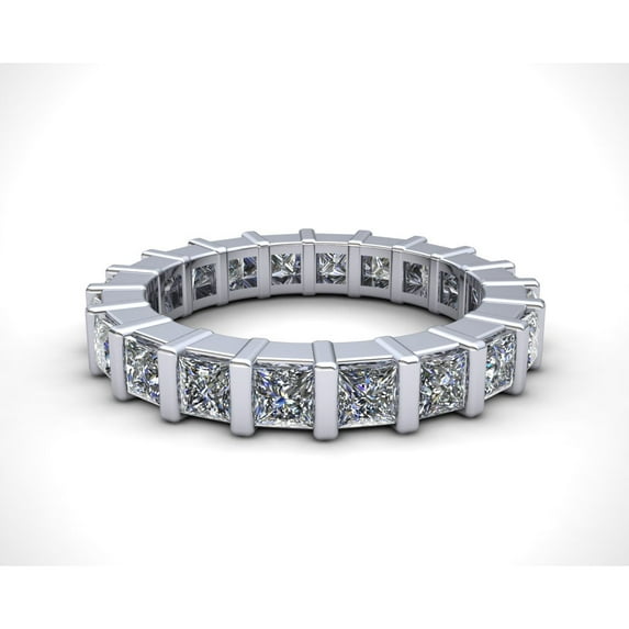 Natural 2.25Ct Princess Cut Diamond Bar Set Women's Anniversary Wedding Eternity Band Ring Solid 14k White Gold H SI2