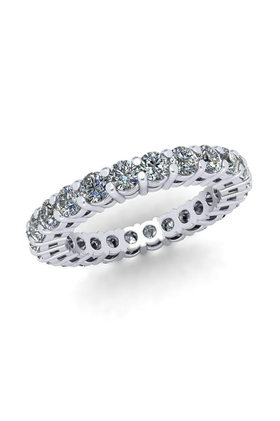 Natural 2.40Ct Round Cut Diamond Shared Prong Gallery Women's Anniversary Wedding Eternity Band Ring Solid 10k White Gold I SI2