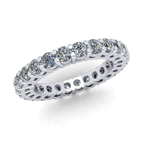 Natural 2.40Ct Round Cut Diamond Shared Prong Gallery Women's Anniversary Wedding Eternity Band Ring Solid 14k White Gold G SI1