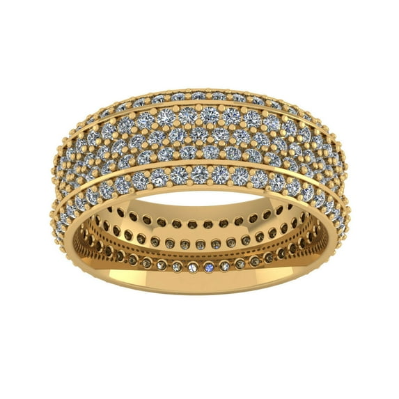Natural 2.50Ct Round Cut Diamond 5Row Anniversary Wedding Eternity Band Ring Solid 14k Gold FG VS1