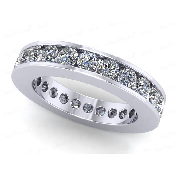 Natural 2.50Ct Round Cut Diamond Classic Channel Set Women's Anniversary Wedding Eternity Band Ring Solid 18k White Gold F VS2