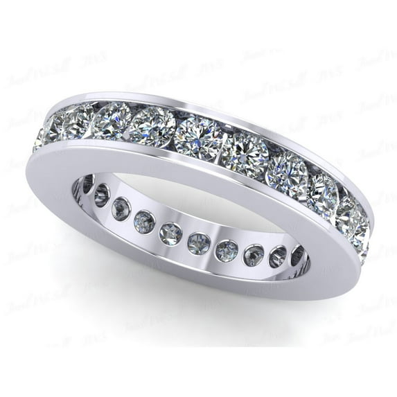 Natural 2.50Ct Round Cut Diamond Classic Channel Set Women's Anniversary Wedding Eternity Band Ring Solid 950 Platinum F VS1