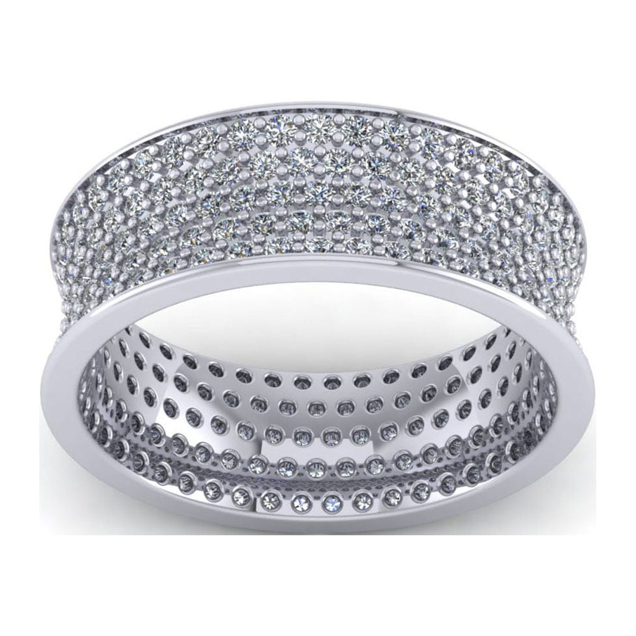 Natural 2.50Ct Round Diamond 5Row Concave Anniversary Wedding 