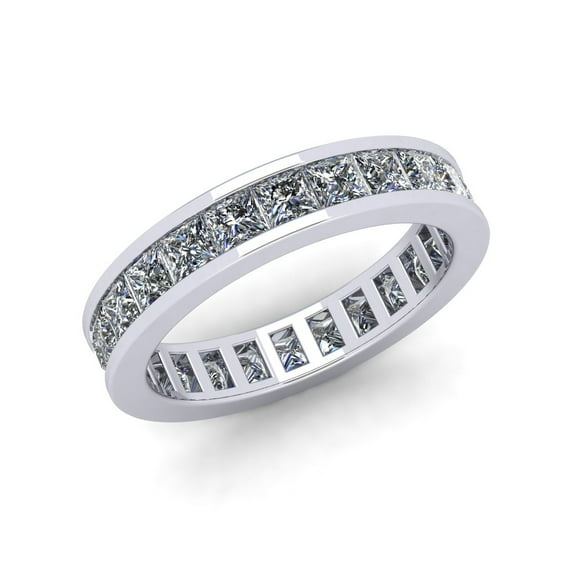 Natural 2.70Ct Princess Cut Diamond Classic Channel Set Women's Anniversary Wedding Eternity Band Ring Solid 14k White Gold H SI2