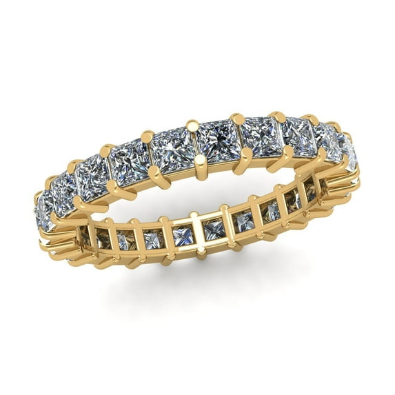 Natural 2.70Ct Princess Cut Diamond Shared Prong Women's Anniversary Wedding Eternity Band Ring Solid 10k Yellow Gold I SI2
