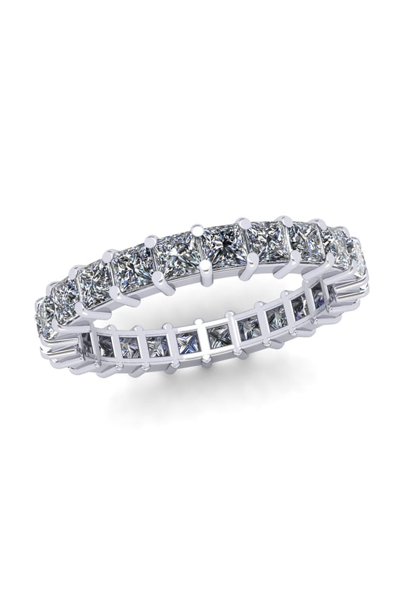 Natural 2.70Ct Princess Cut Diamond Shared Prong Women's Anniversary Wedding Eternity Band Ring Solid 950 Platinum