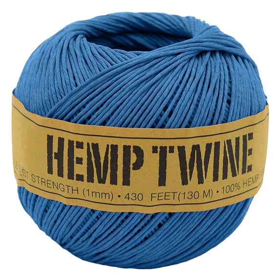 Natural 20lb Hemp Twine for DIY – 1mm Thin High Tensile Strength Twine for Cooking, Jewelry, Crafts, and Decoration – Blue, 100G/430 ft