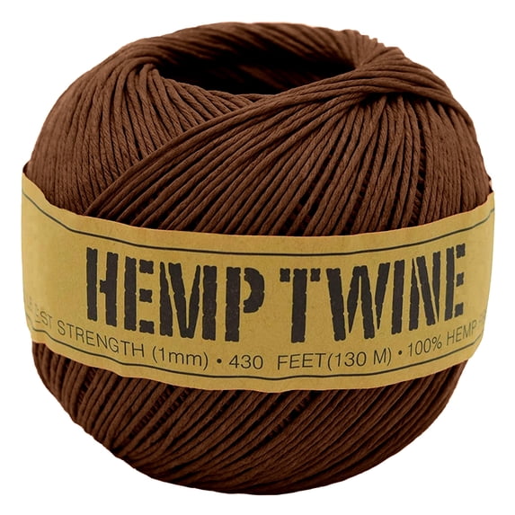 Natural 20lb Hemp Twine for DIY – 1mm Thin High Tensile Strength Twine for Cooking, Jewelry, Crafts, and Decoration – Brown, 100G/430 ft