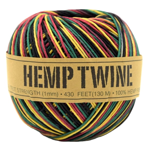 Natural 20lb Hemp Twine for DIY – 1mm Thin High Tensile Strength Twine for Cooking, Jewelry, Crafts, and Decoration – Rasta, 100G/430 ft