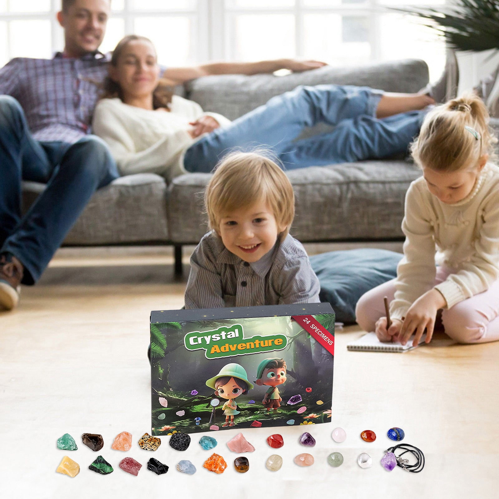 Natural 24 Grid Stone Label Set Children's Educational Science
