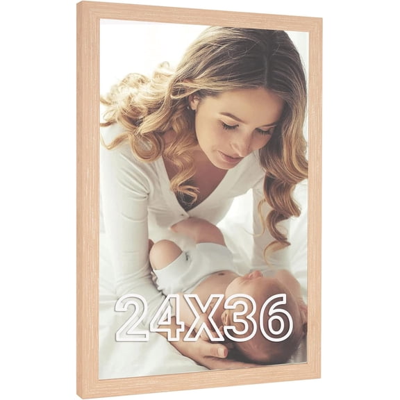 Natural 24x36 Poster Frames, Rustic Woodgrain 36x24 Picture Frame Beige, Extra Large 24 by 36inch Gallery Family Concert Portrait Photo Frames Anniversary/Birthday/Wedding/Thank you/Christmas Gift