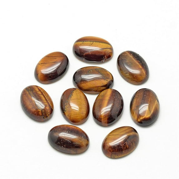 Natural 25x18x6~7mm Tiger Eye Cabochons Oval